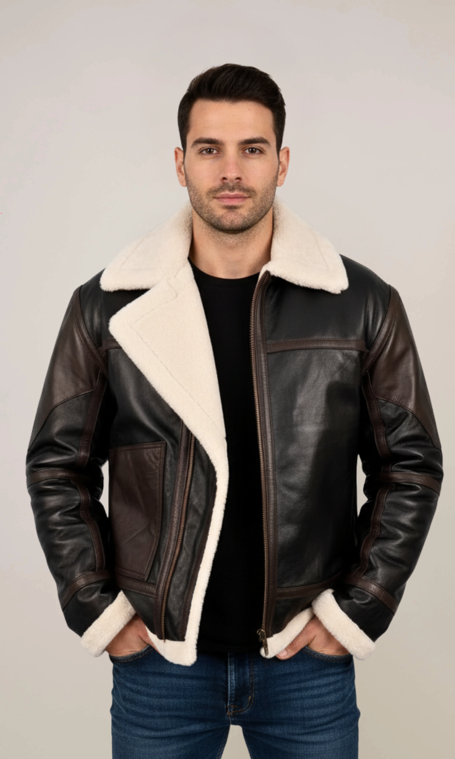 Black B3 Lambskin Bomber Leather Jacket