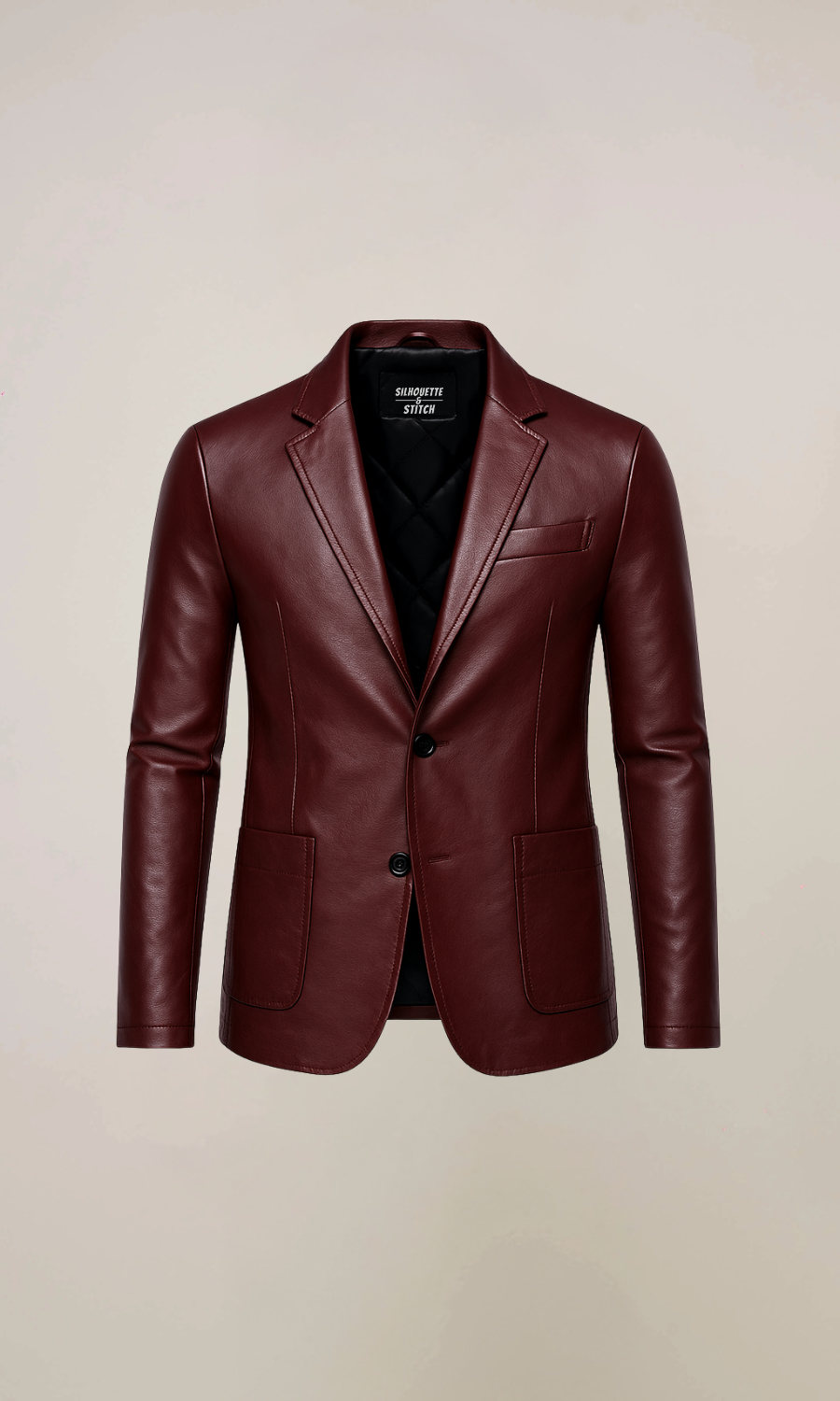 Men's Maroon Winter Leather Blazer Jacket