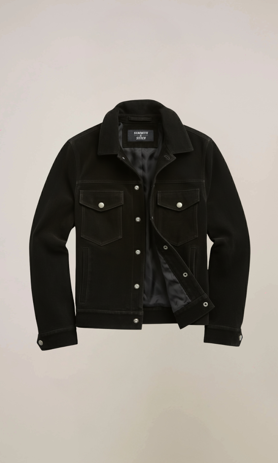 Men’s Black Suede Trucker Leather Jacket