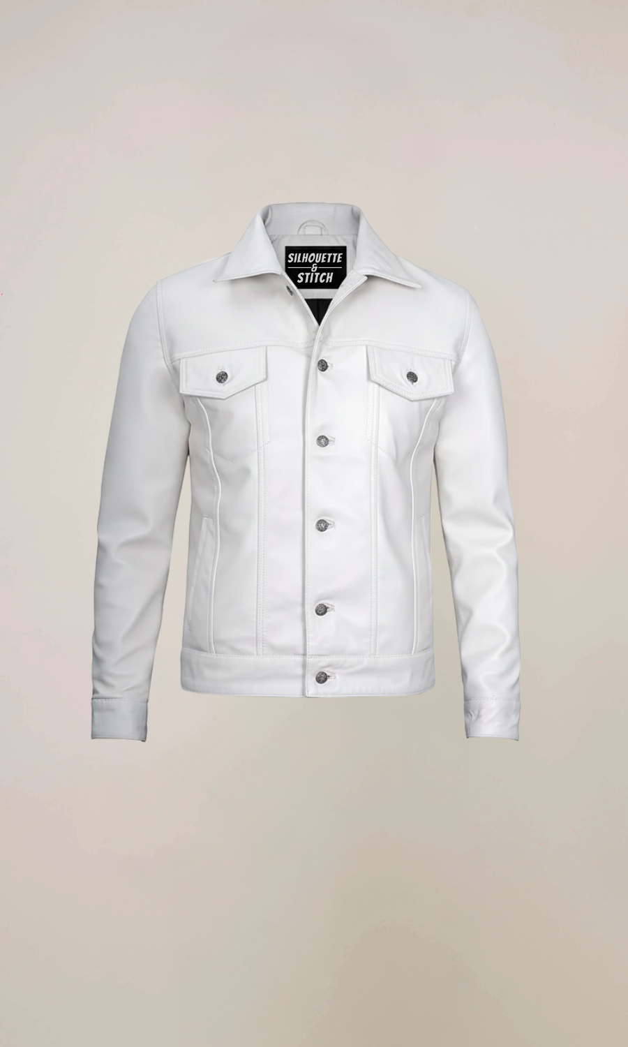 Men’s White Lambskin Leather Jacket