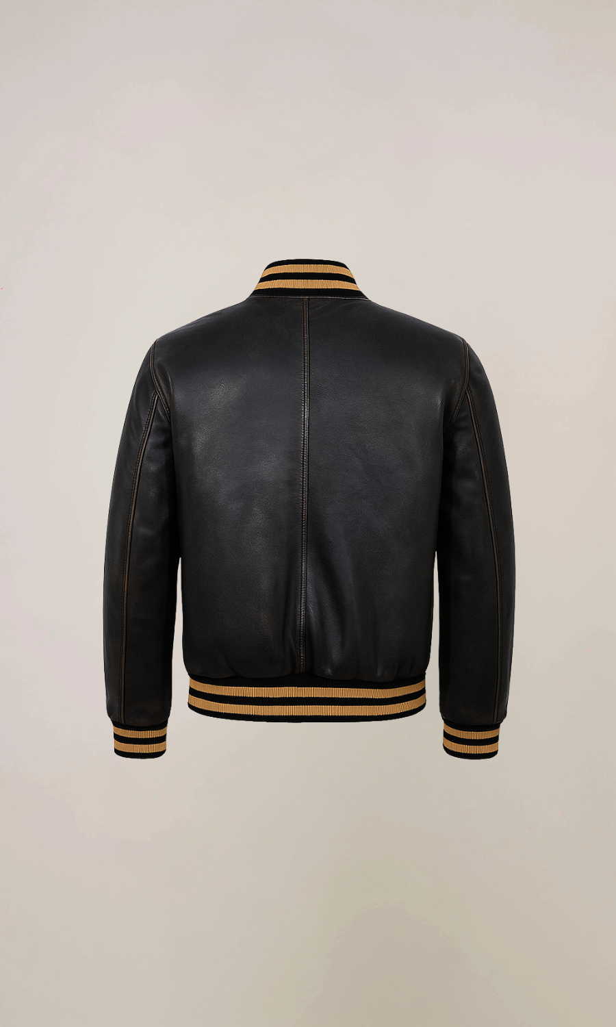 Men’s Distressed Varsity Leather Jacket