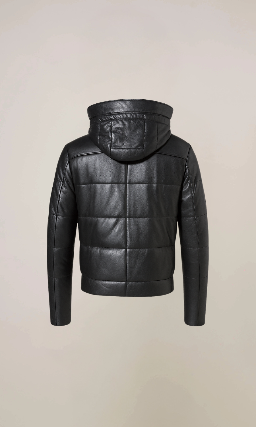 Men's Lambskin Hooded Puffer Leather Jacket