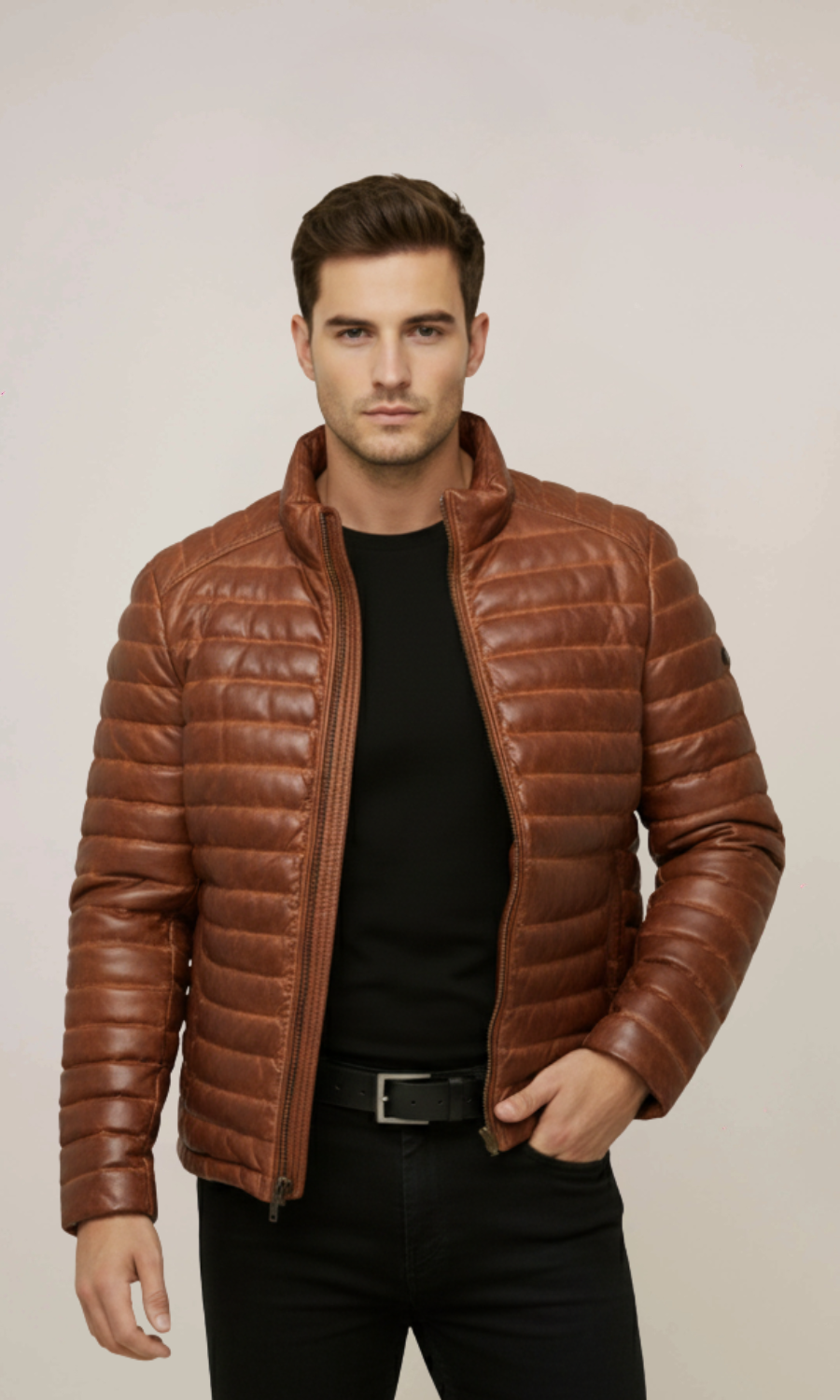 Men’s Sheepskin Puffer Leather Jacket