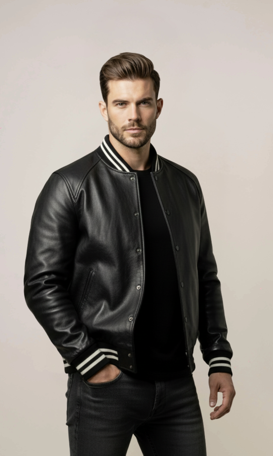 Men’s Leather Varsity Jacket