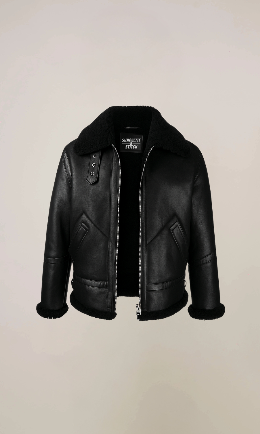 Men’s Black B3 Shearling Bomber Leather Jacket