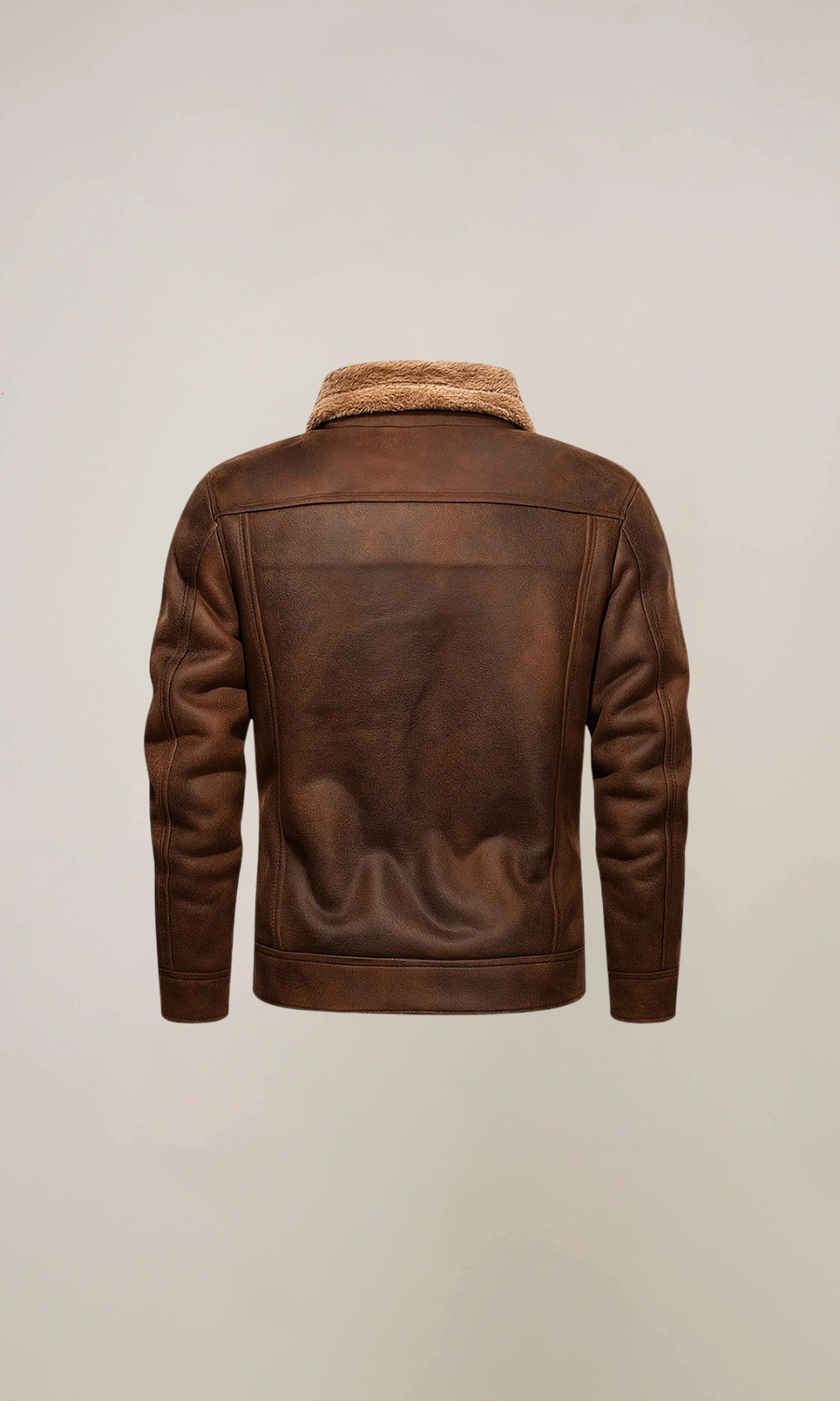 Men’s Brown Fur Collar Vintage Leather Jacket
