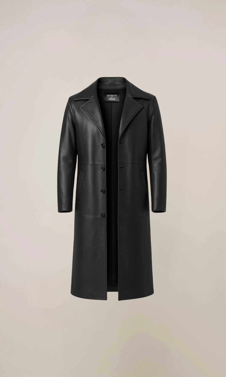 Men’s Black Leather Duster Coat