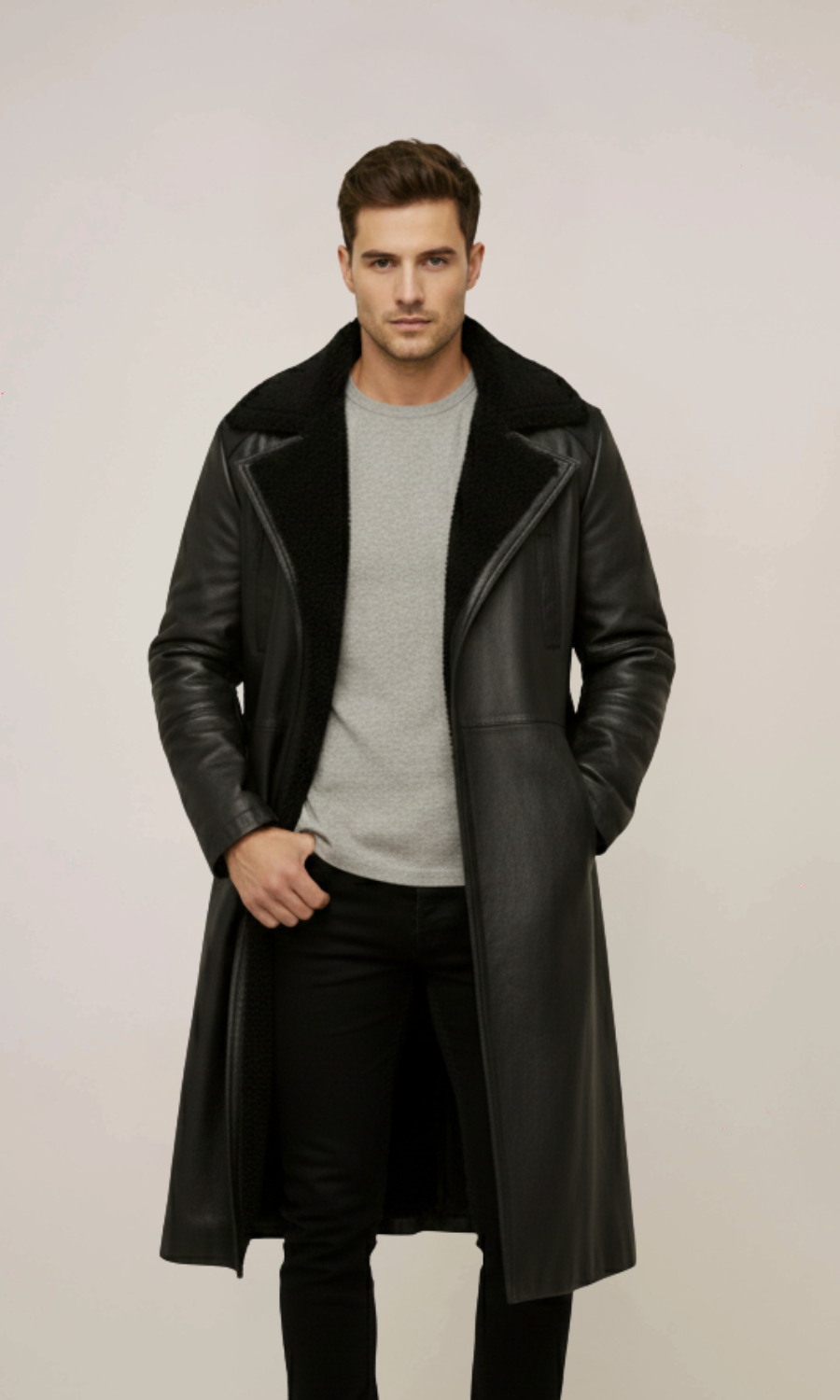 Men's Black Blade Leather Duster