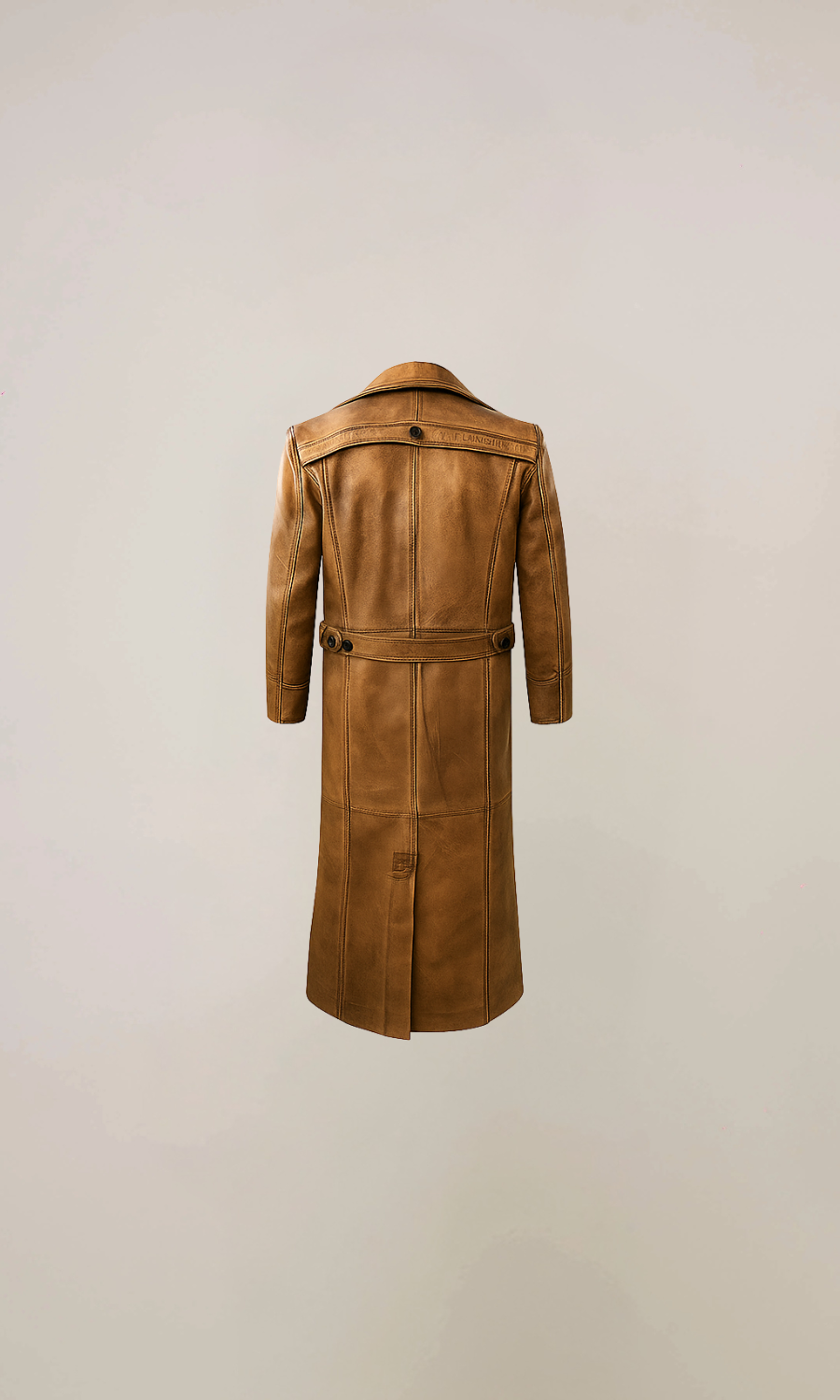 Men’s Brown Distressed Leather Duster Trench Coat