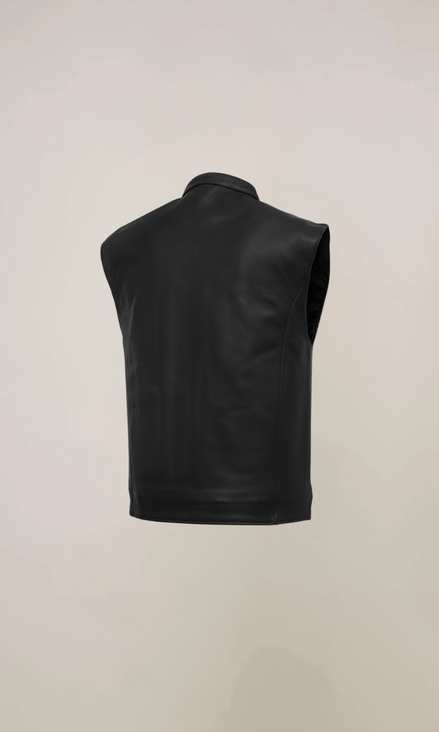 Men’s Black Pocket Zipper Leather Vest