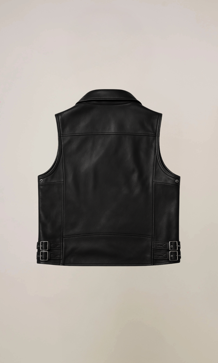 Men’s Black Biker Zipper Leather Vest