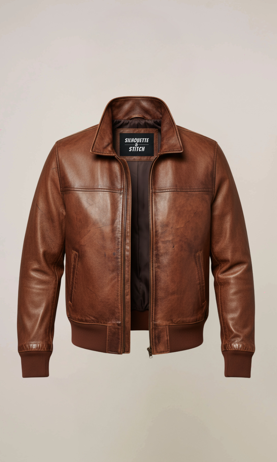 Men’s Brown Vintage Motorcycle Bomber Leather Jacket