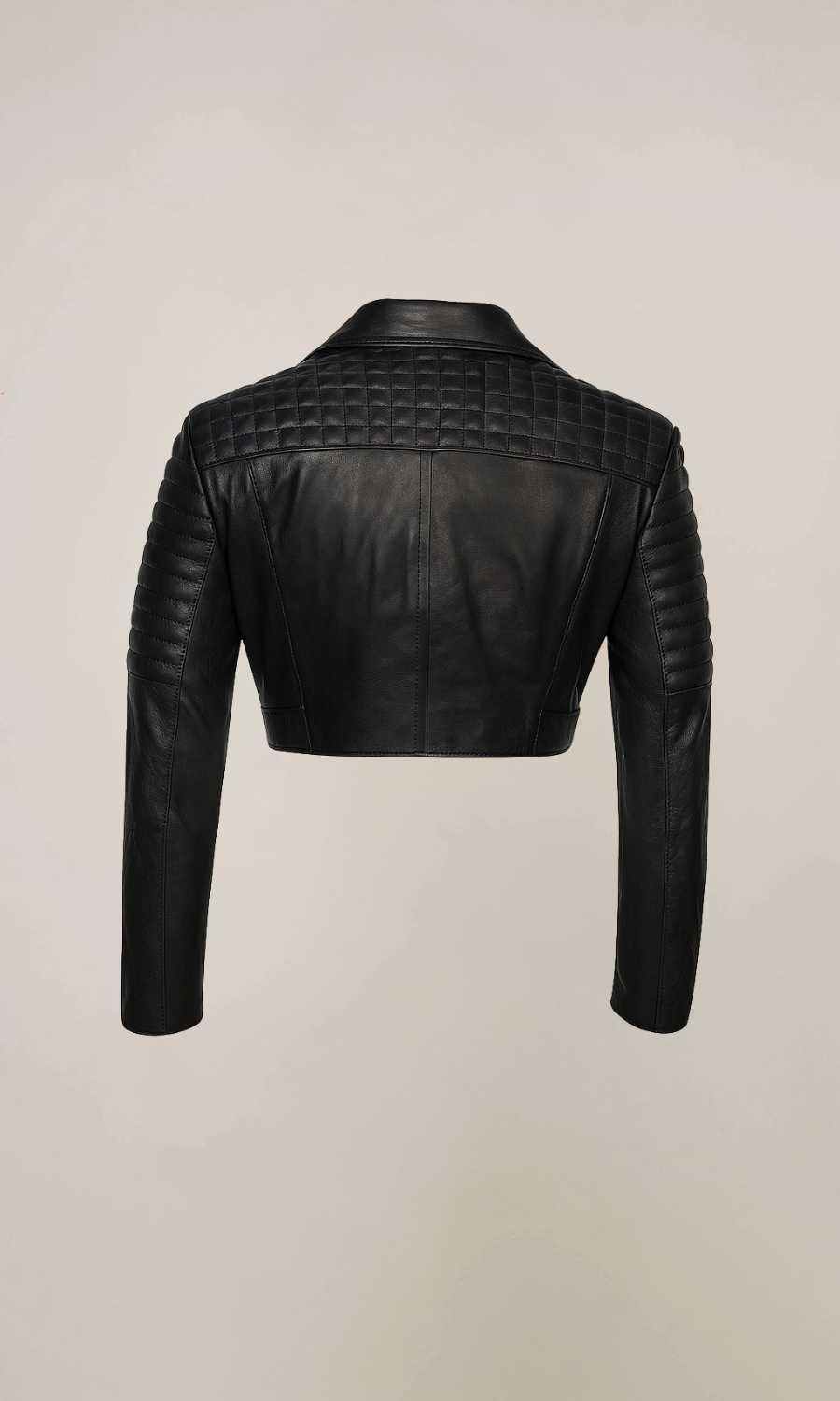 Women's Black Short Cropped Biker Leather Jacket