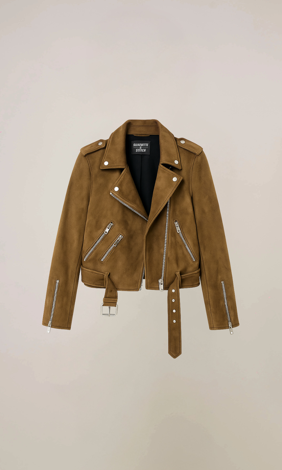 Women’s Mocha Brown Zip Suede Leather Jacket