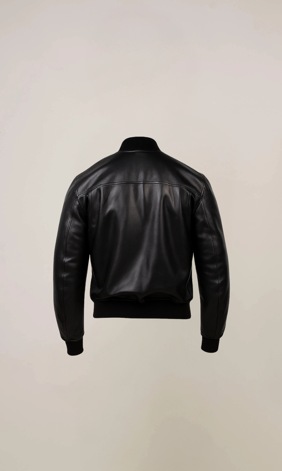 Women’s Black Zip Leather Bomber Jacket