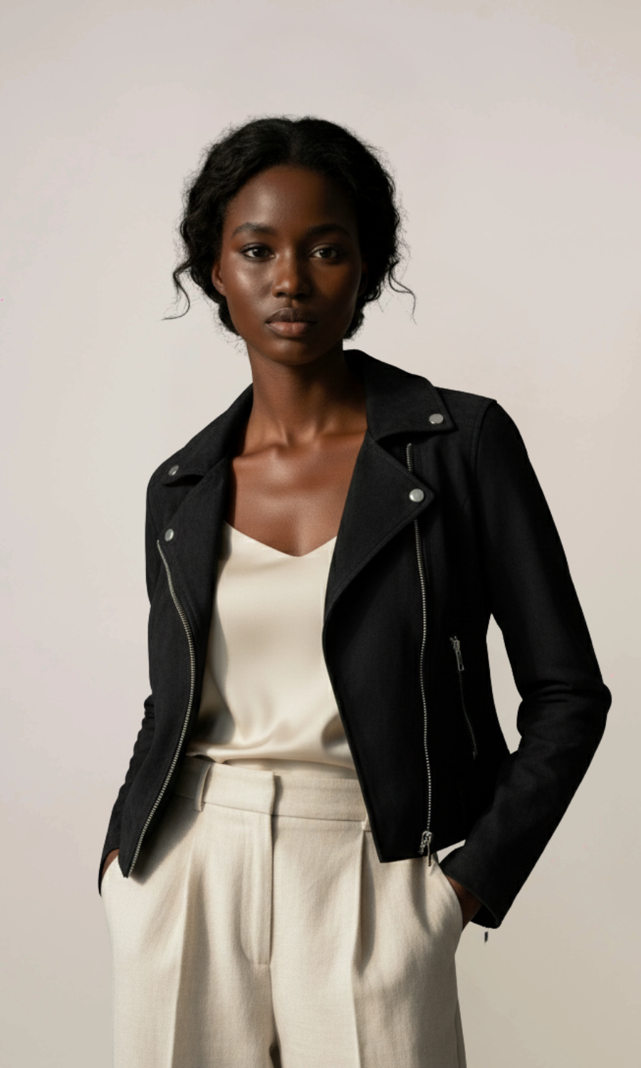 Women's Black Suede Moto Jacket
