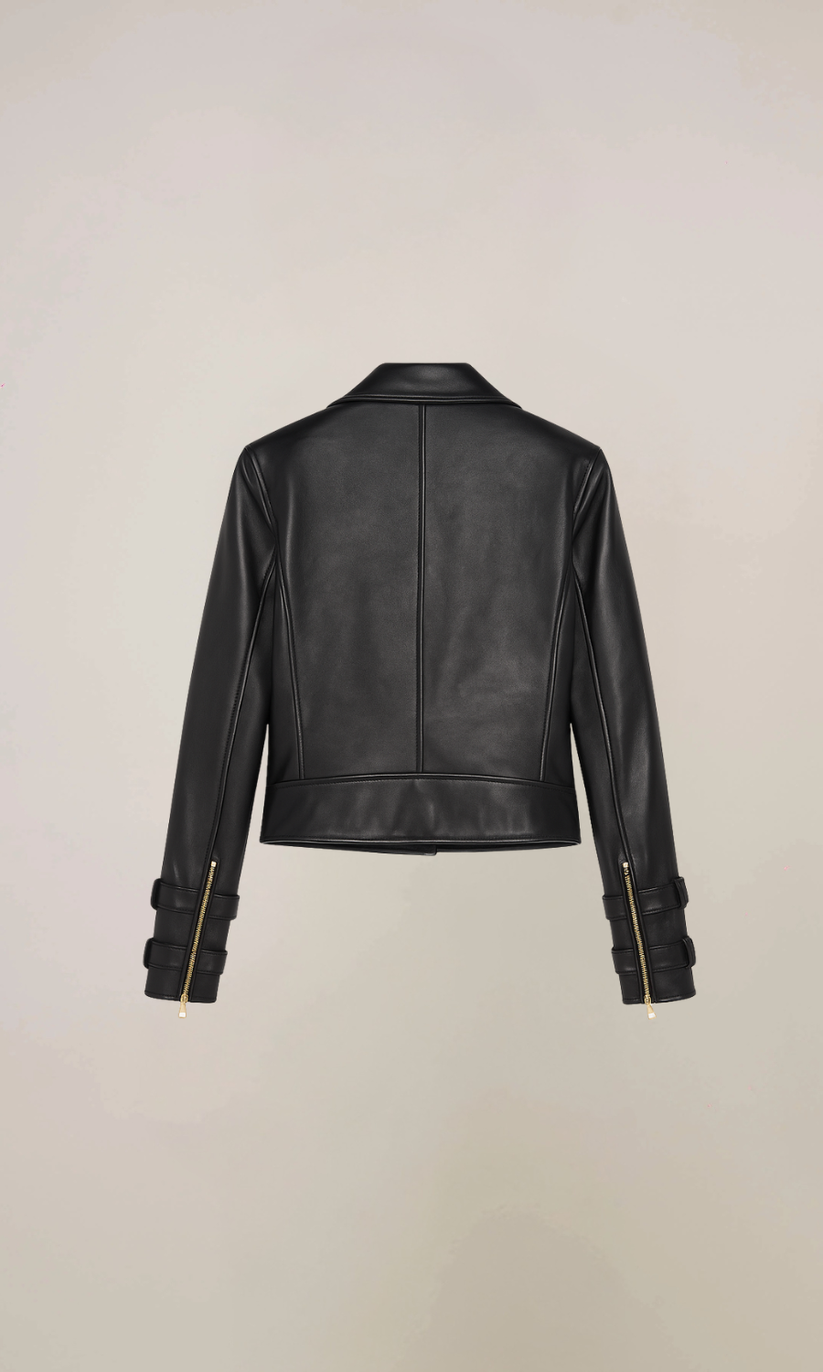 Women's Black Biker Belted Leather Jacket