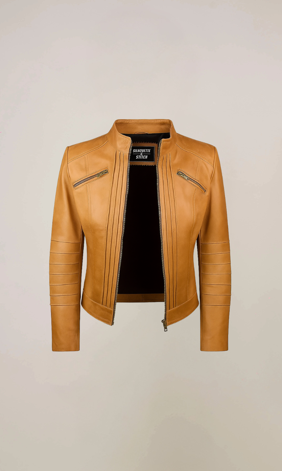 Women's Tan Brown Sheepskin Leather Jacket