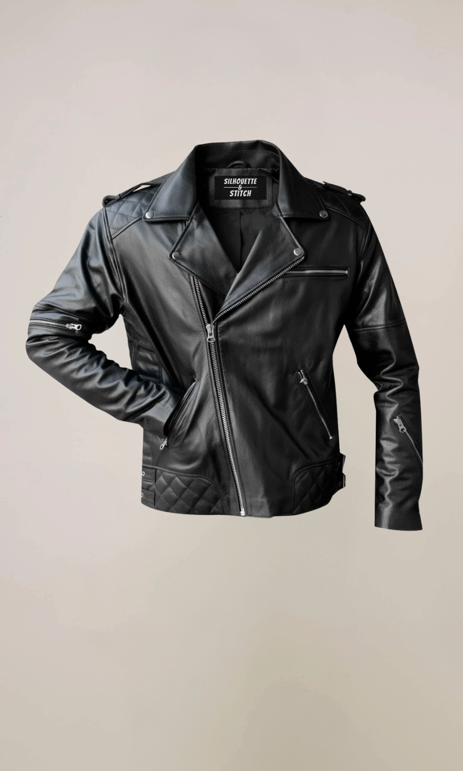 Men’s Black Biker Goatskin Leather Jacket