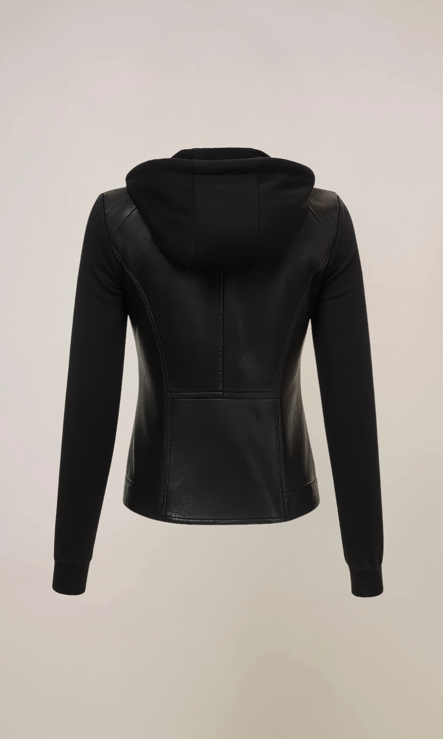 Women's Black Biker Hooded Leather Jacket