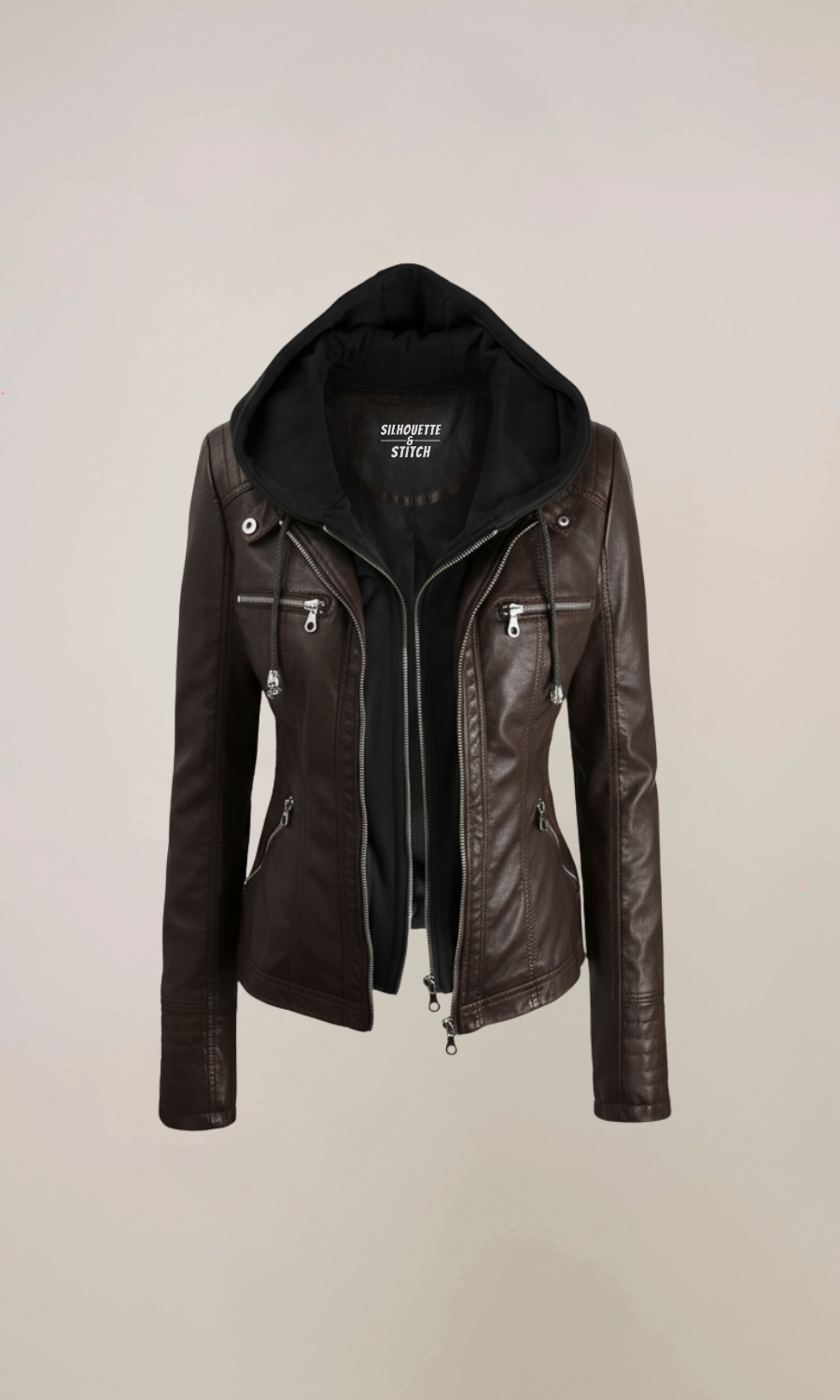 Women's Hooded Leather Jacket
