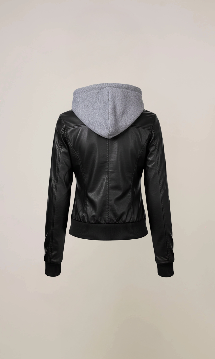 Women’s Black Zip Hooded Leather Jacket