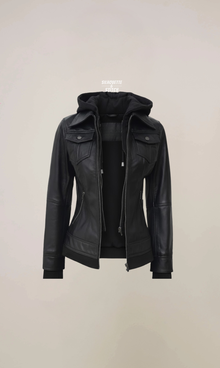 Women’s Black Hooded Leather Jacket