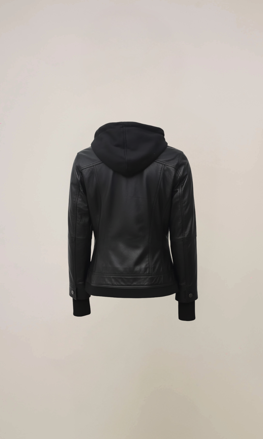 Women’s Black Hooded Leather Jacket