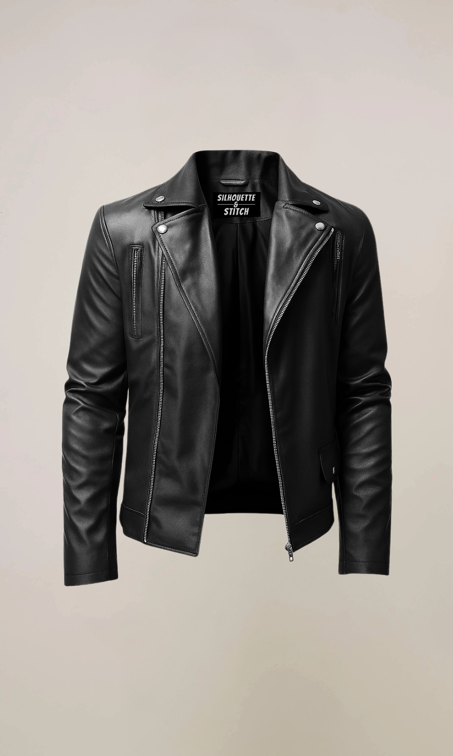 Men’s Cafe Racer Sheepskin Black Leather Jacket