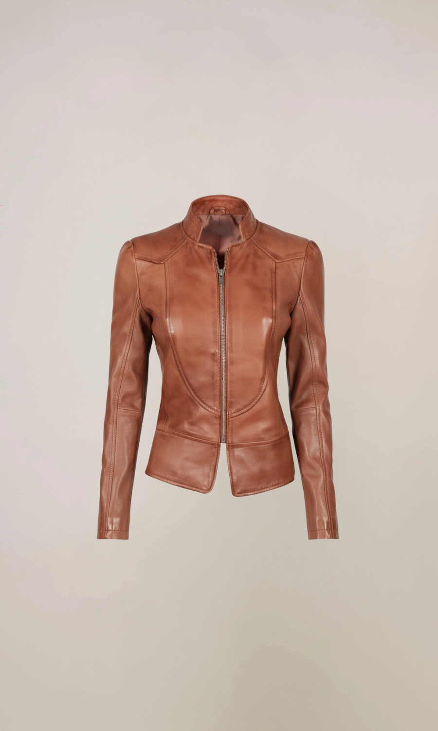 Women’s Camel Biker Leather Jacket