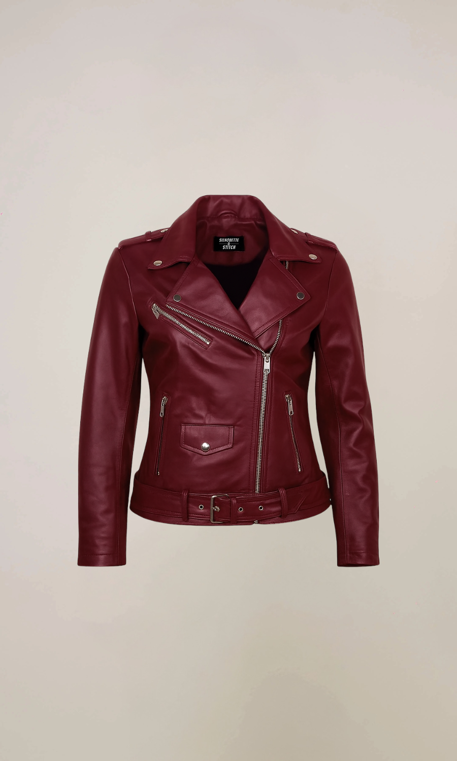 Women’s Biker Maroon Leather Jacket