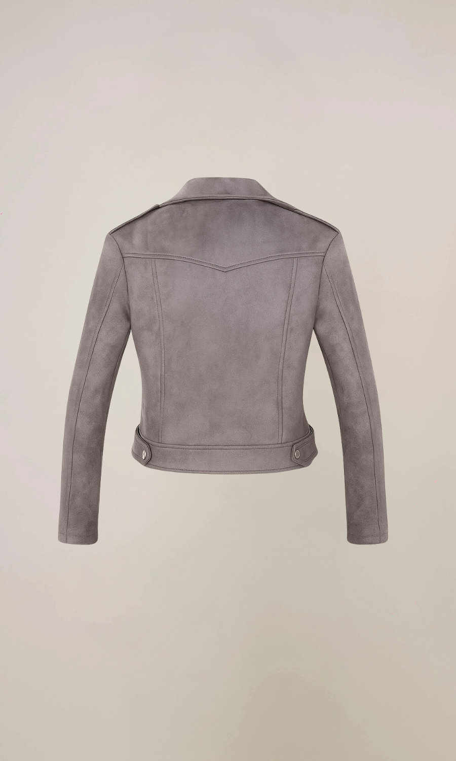 Women’s Grey Zip Suede Biker Leather Jacket