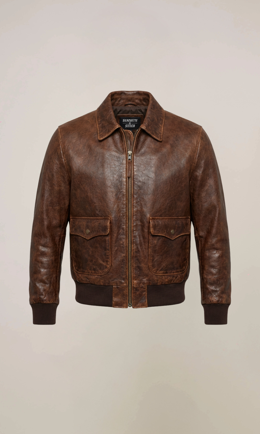 Aviator A2 Distressed Brown Cowhide Leather Bomber Jacket