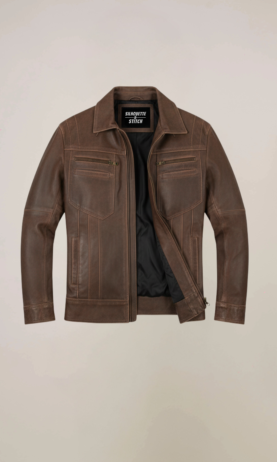 Men’s Brown Lambskin Biker Leather Jacket