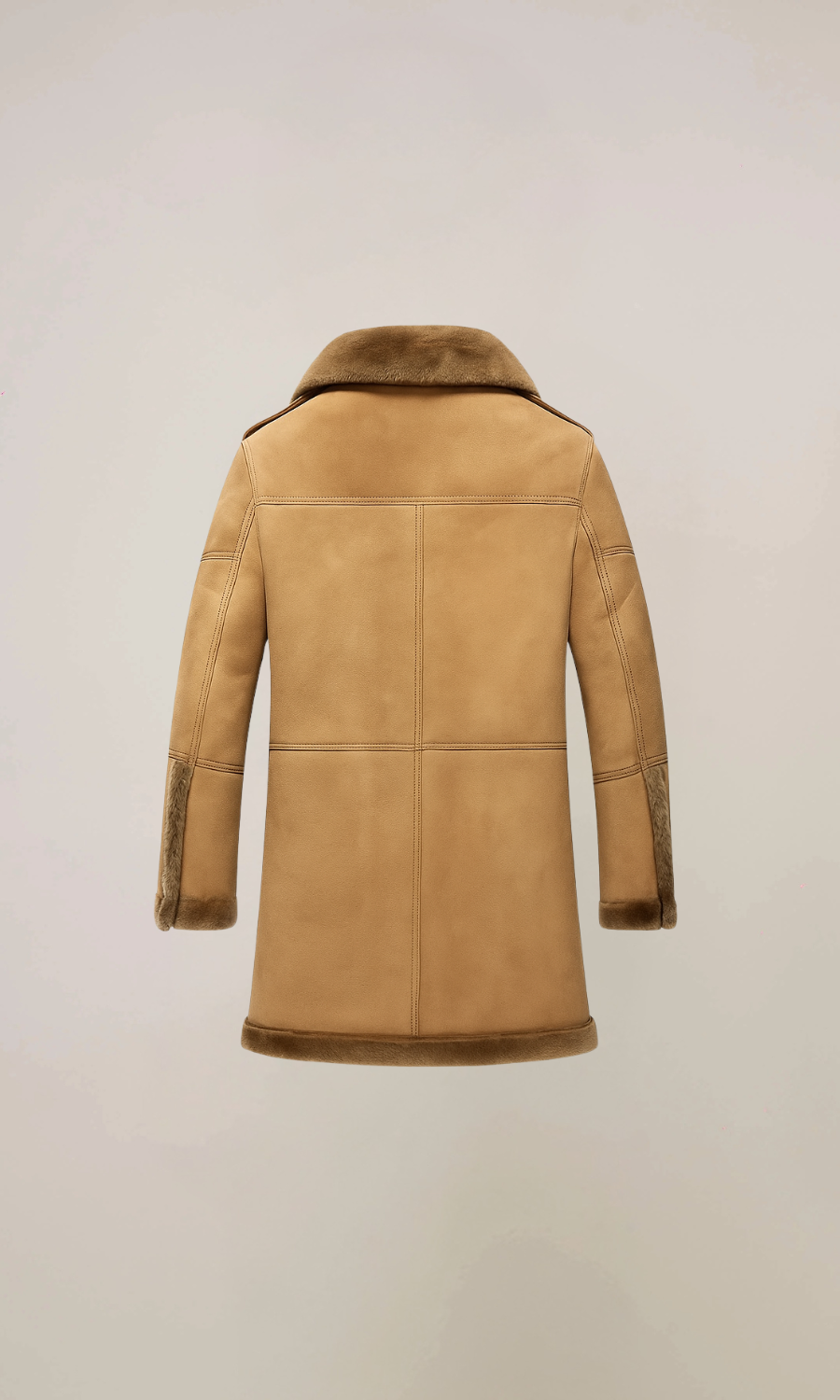 Men’s Brown Long Fur Shearling Sheepskin Leather Coat