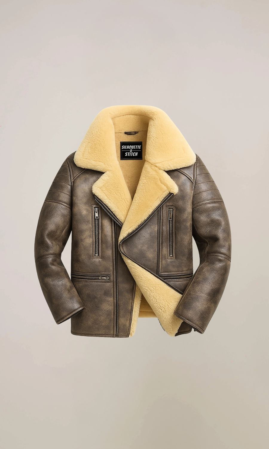 Men's Brown Winter Fur Shearling Leather Coat