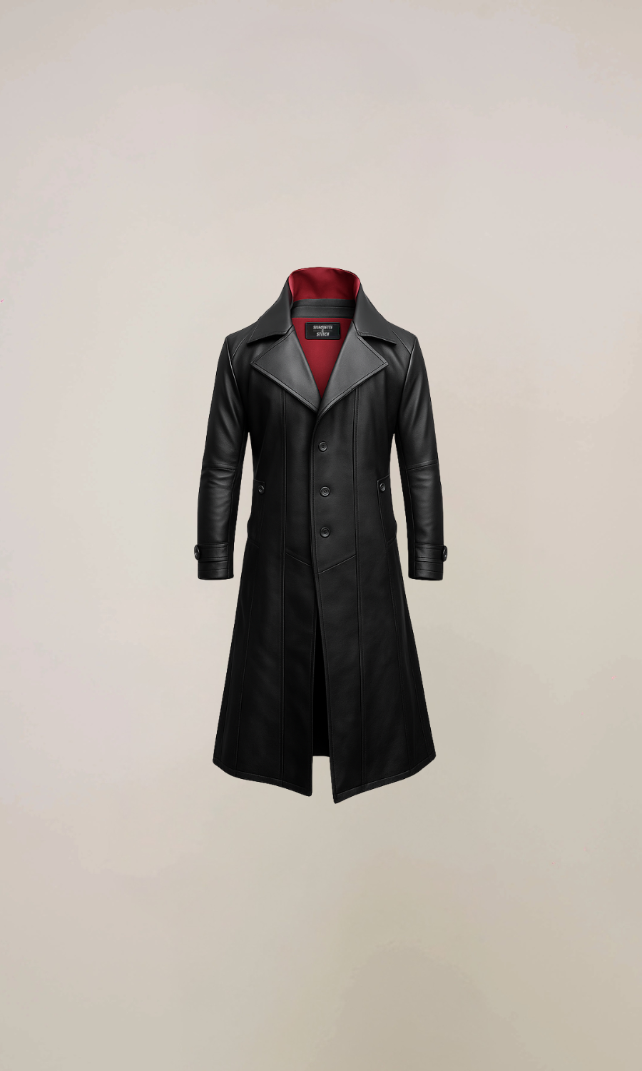 Men's Genuine Goatskin Black Leather Trench Coat