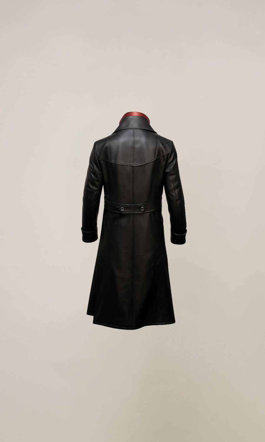 Men's Genuine Goatskin Black Leather Trench Coat