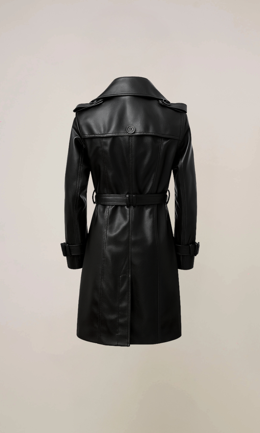 Women's Black Lambskin Leather Trench Coat