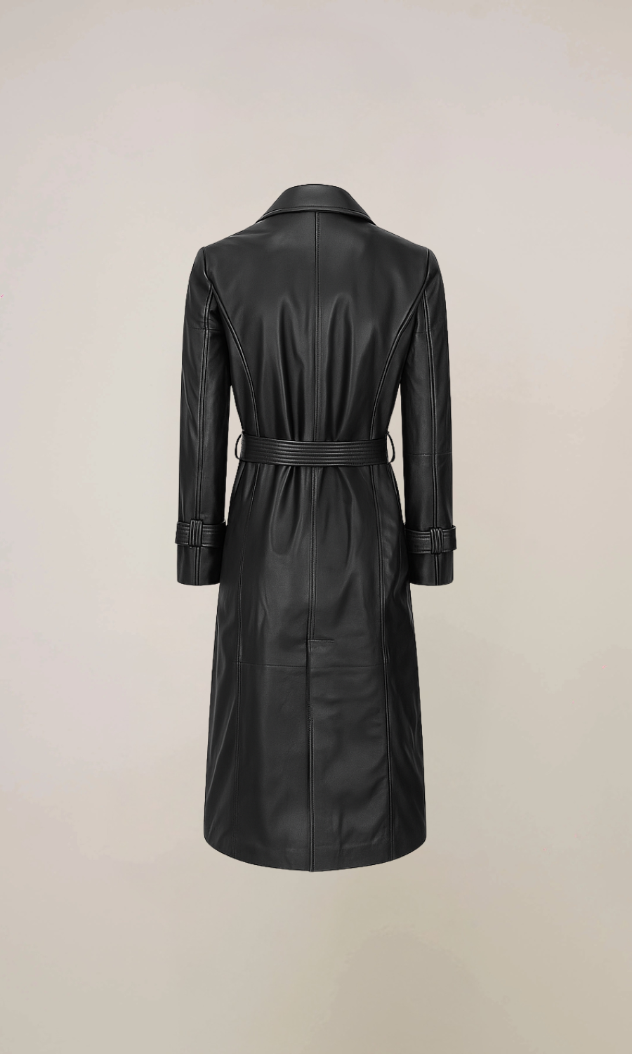 Women’s Black Double Breasted Leather Coat