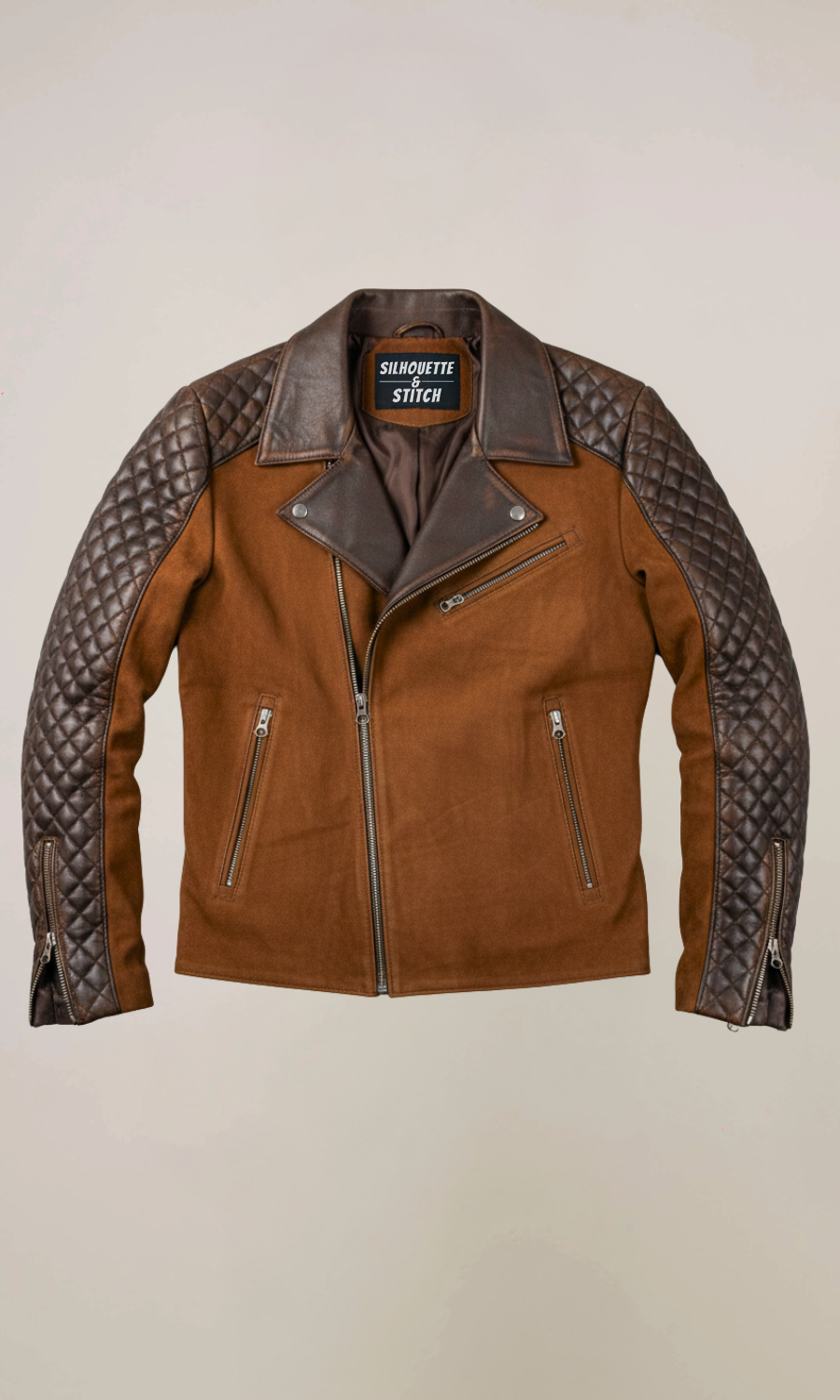 Men’s Stylish Cafe Racer Brown Leather Jacket