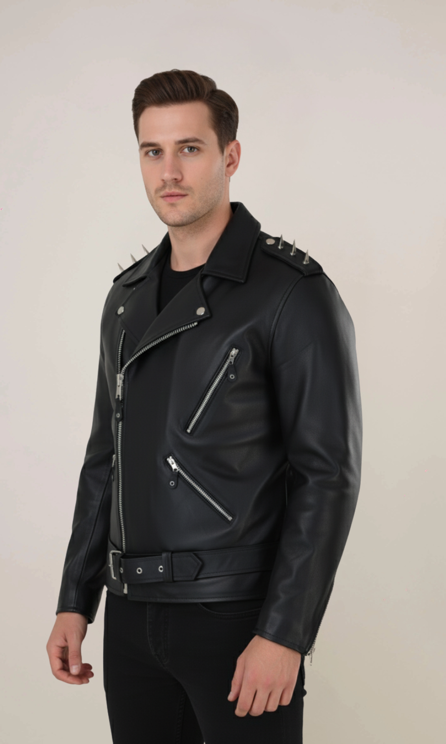Men’s Spike Hide Original Cross Zip Leather Jacket