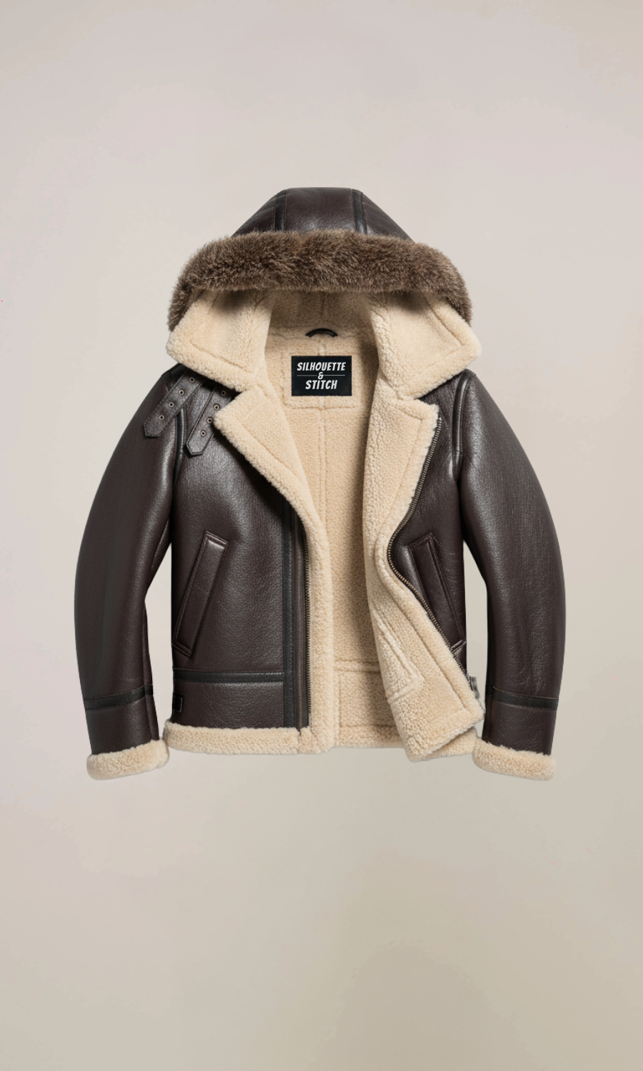 Men’s Brown Fur Shearling Sheepskin Leather Jacket