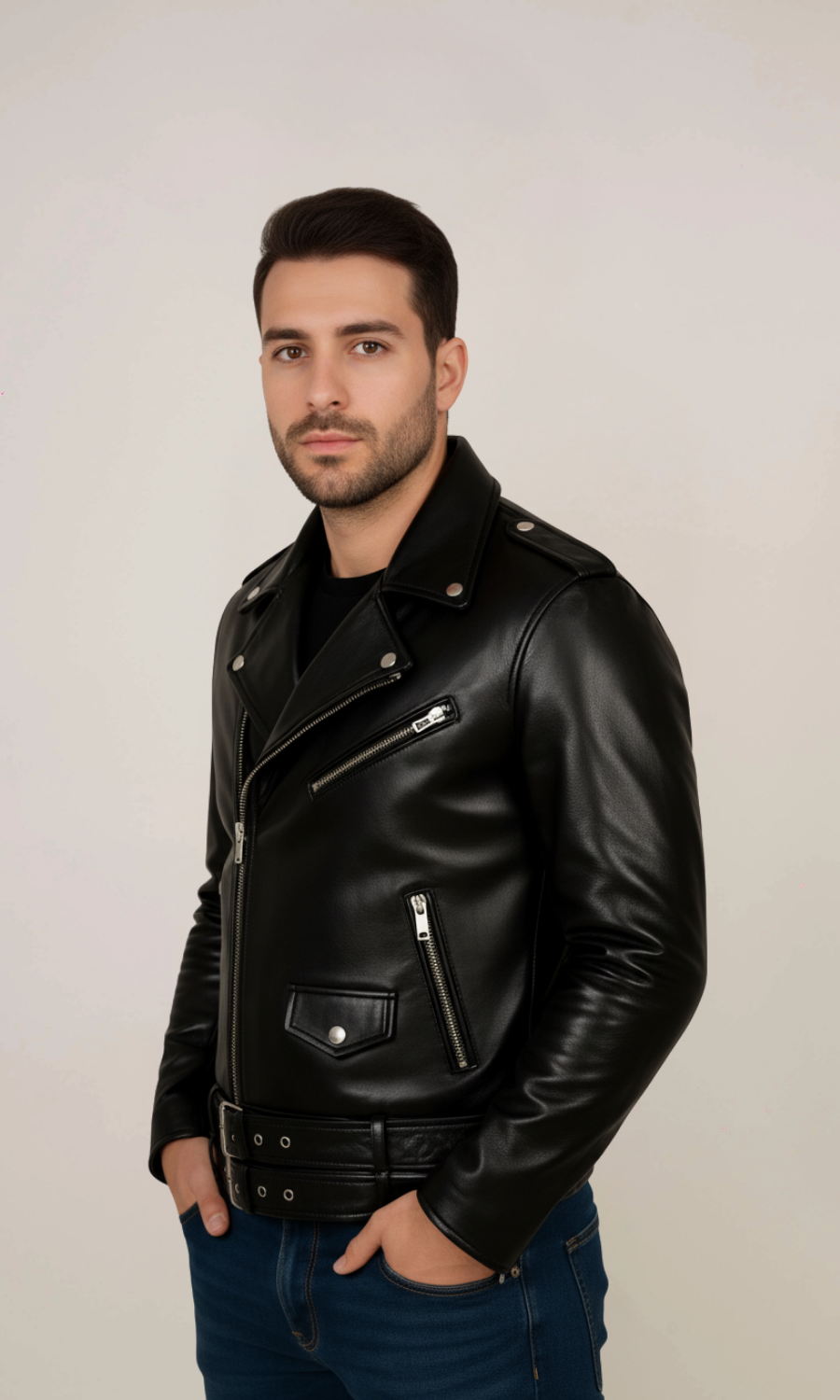 Men’s Relic Black Biker Leather Jacket