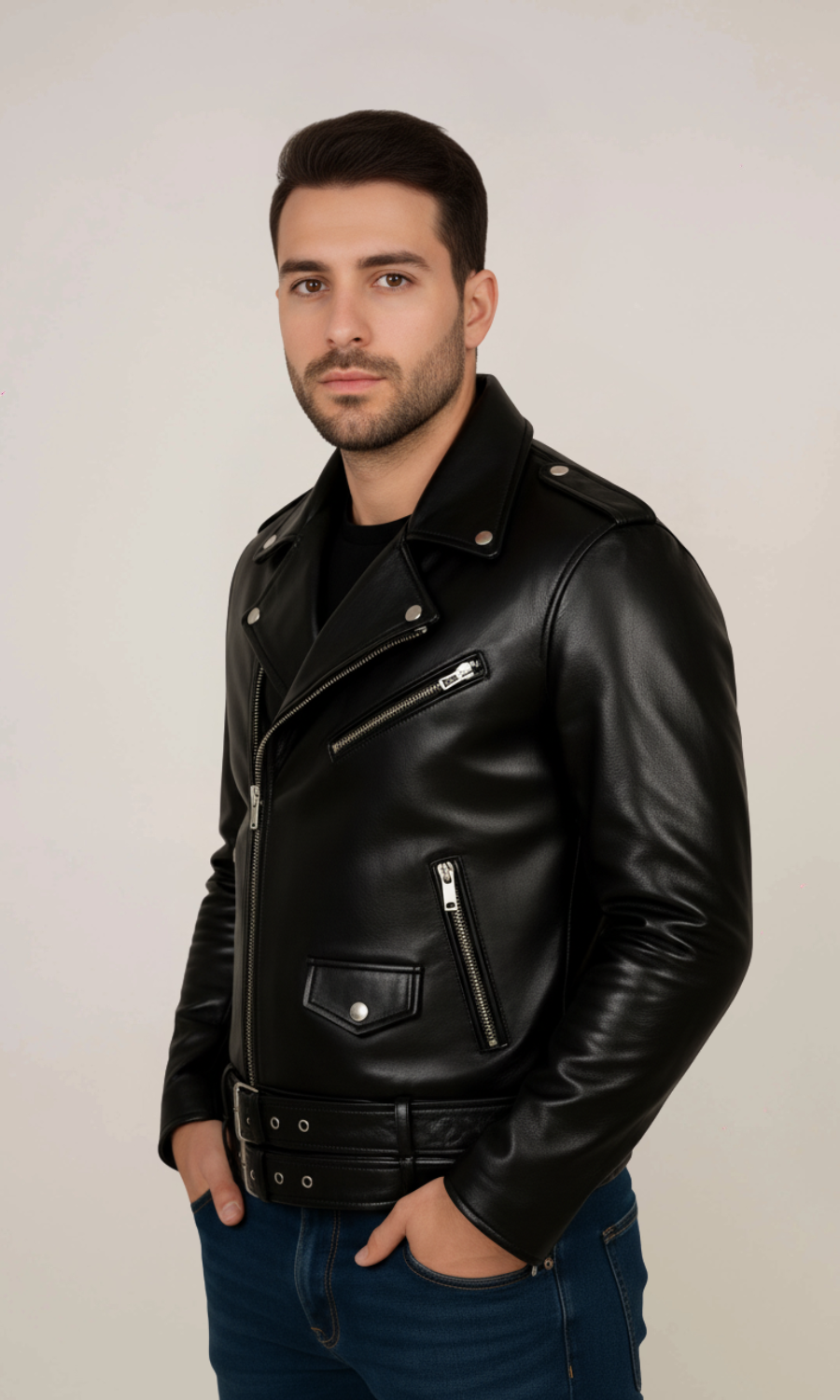 Men’s Relic Black Biker Leather Jacket
