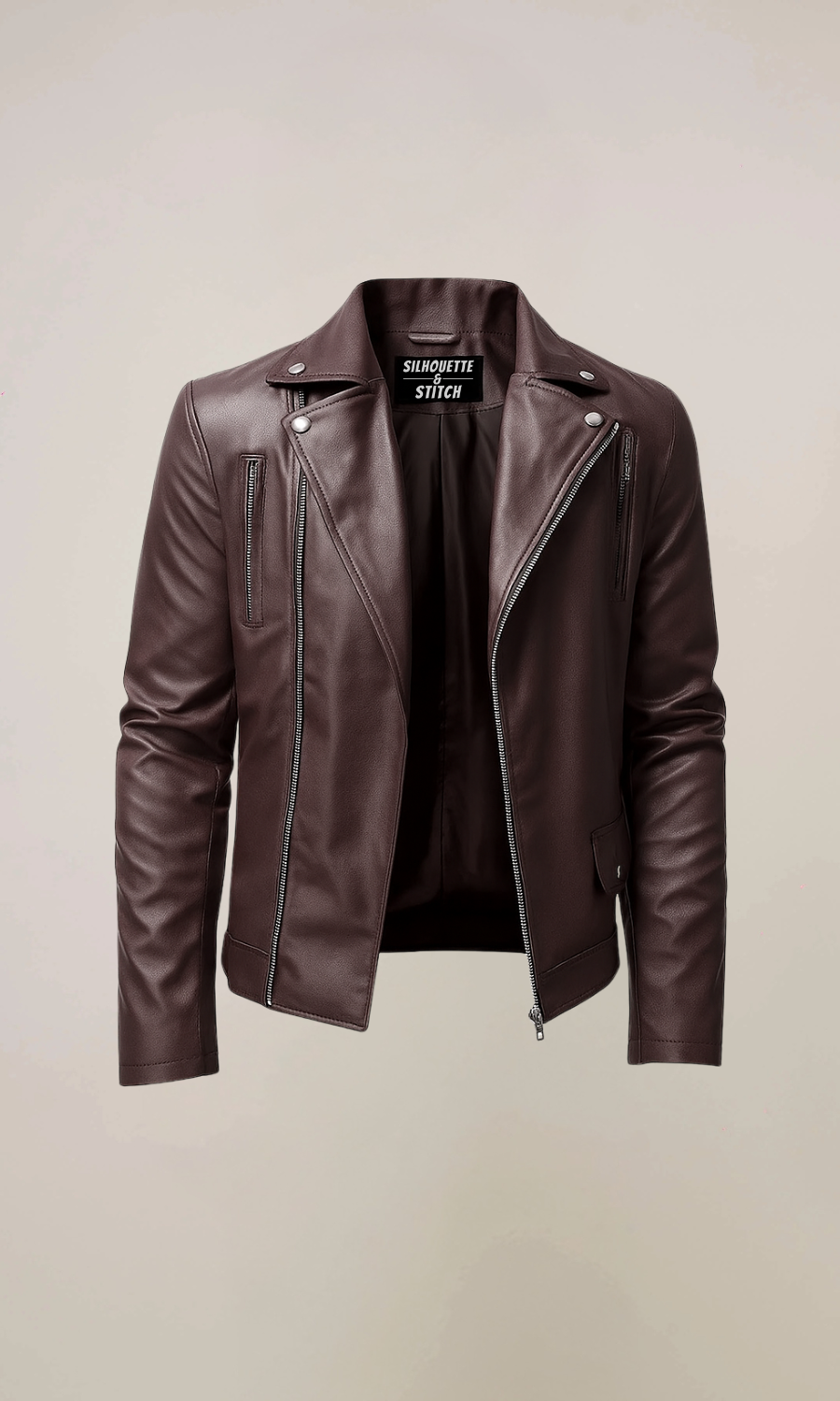 Men’s Cafe Racer Sheepskin Brown Leather Jacket
