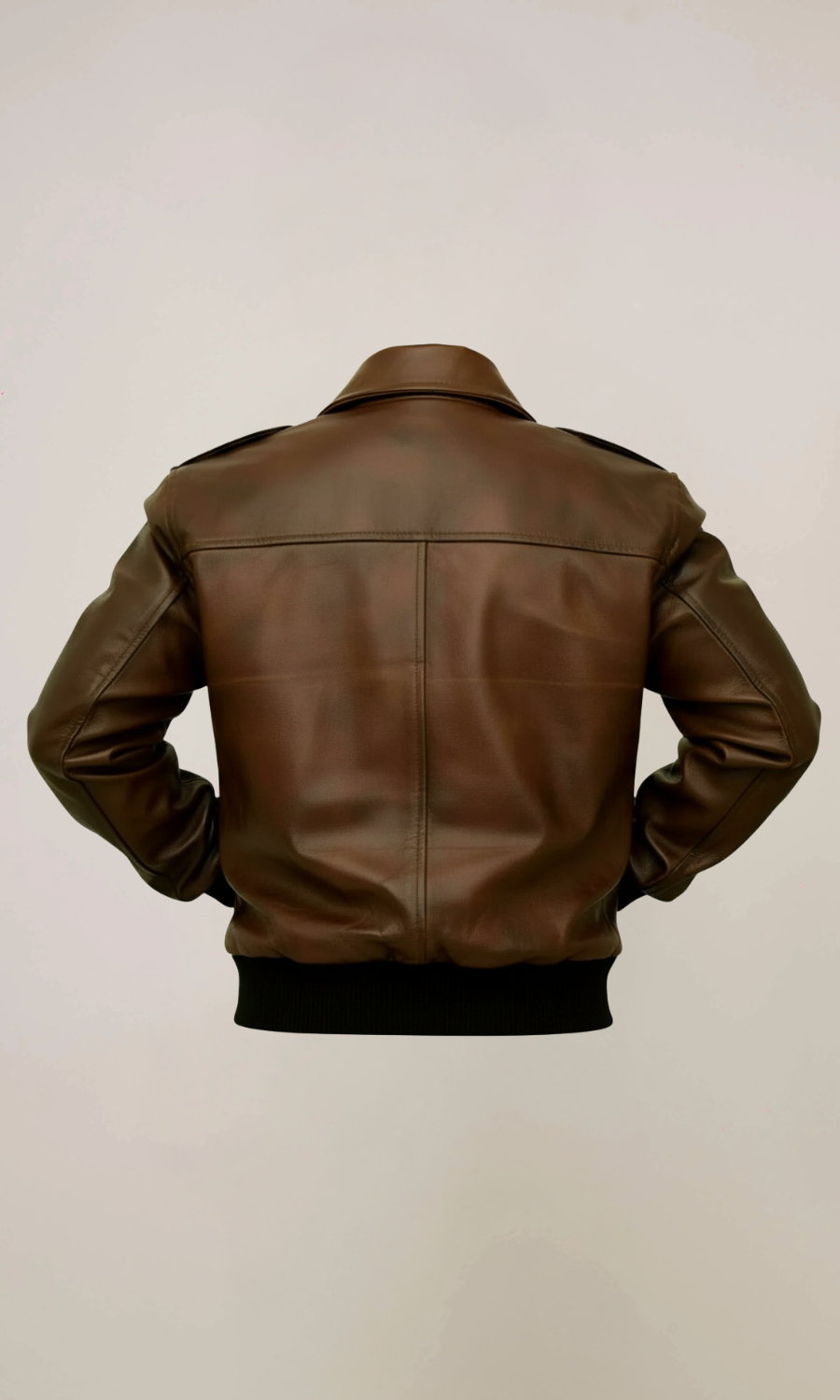 Aviator Brown Bomber Navy Distressed Leather Jacket