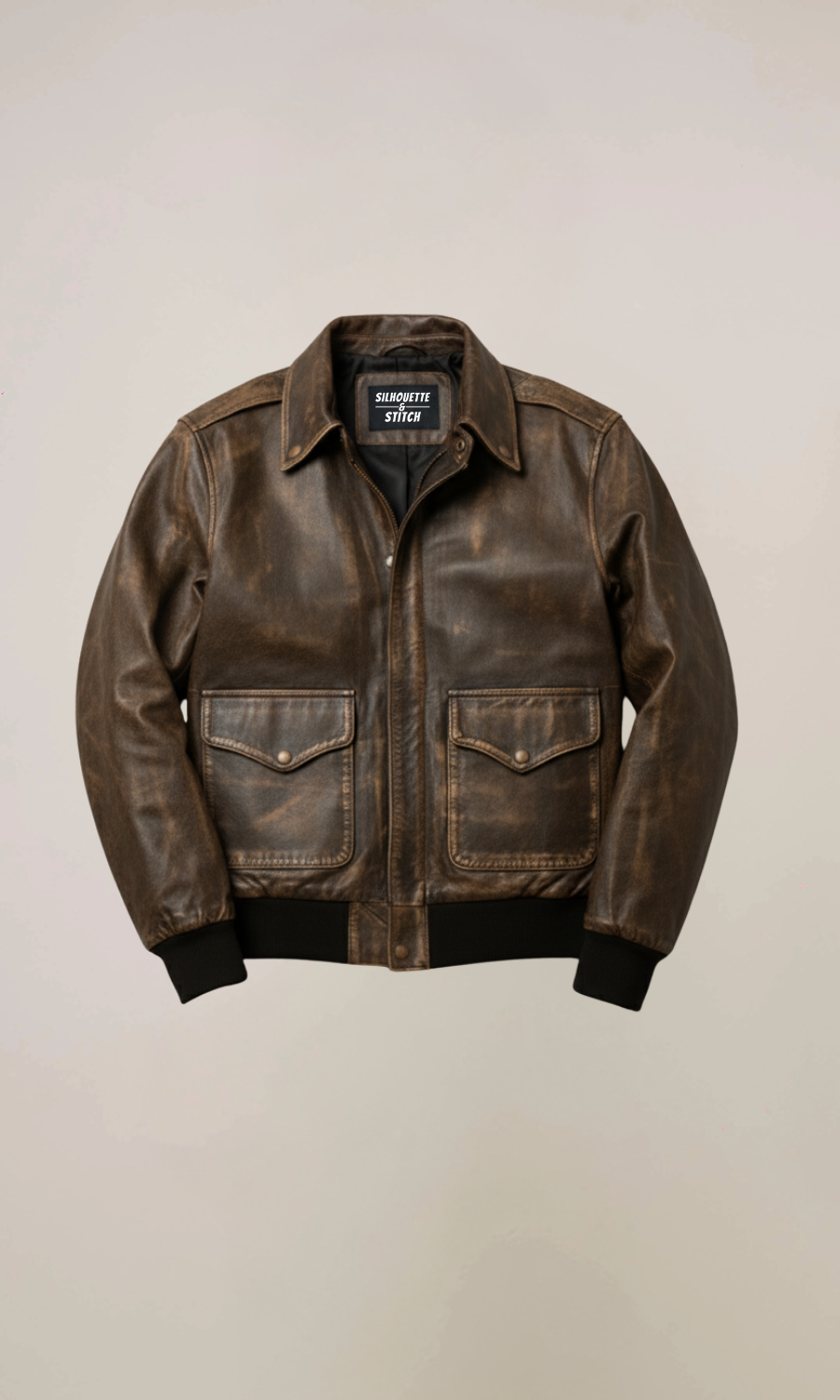 Distressed Aviator Air Force Leather Bomber Jacket
