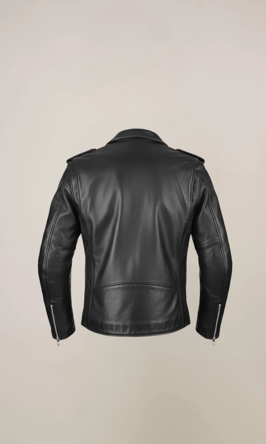Men's Black Belted Leather Motorcycle Jacket