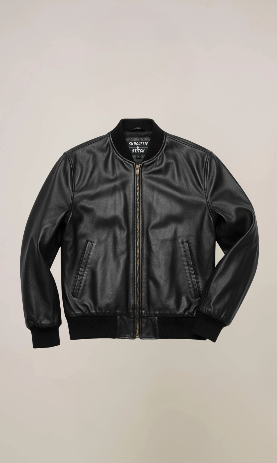 Men’s Black Zipper Bomber Leather Jacket